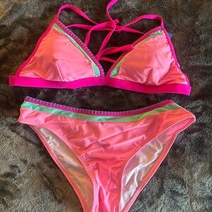 Cupshe Pink and Green Bikini Set